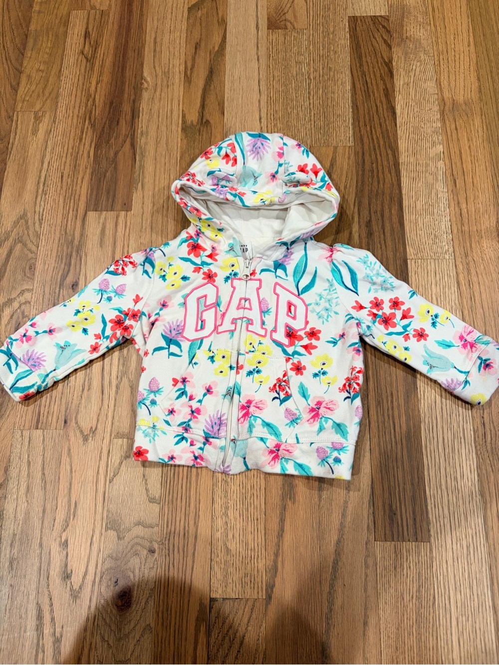 Gap baby girl floral zip up hoodie